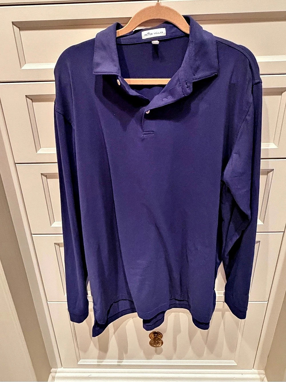 Peter Millar Long Sleeve Polo in Blue